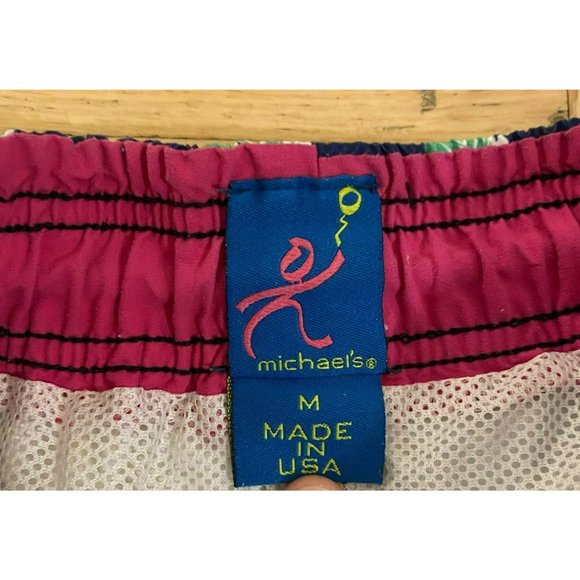 Michael's USA Mens Colorful Floral Flower Print Bathing Suit Swim Trunks Medium - Picture 2 of 4